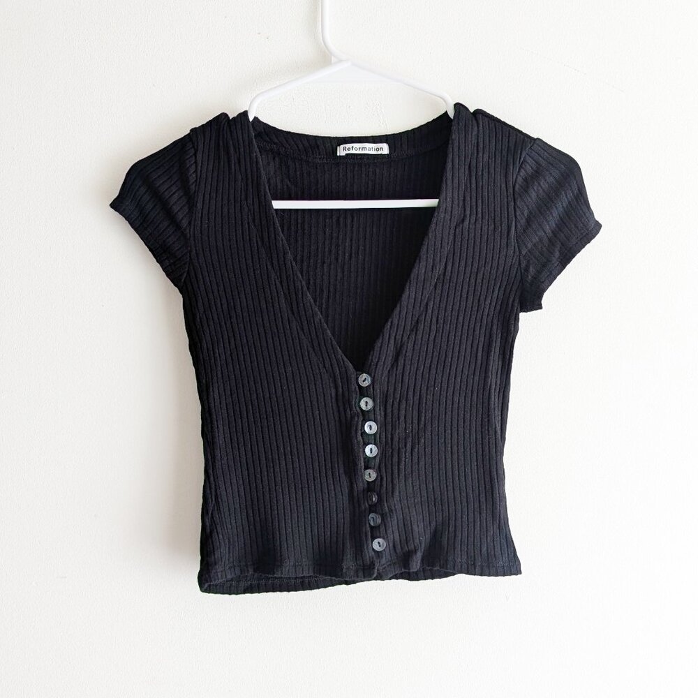Reformation Nella Knit Button Up Top